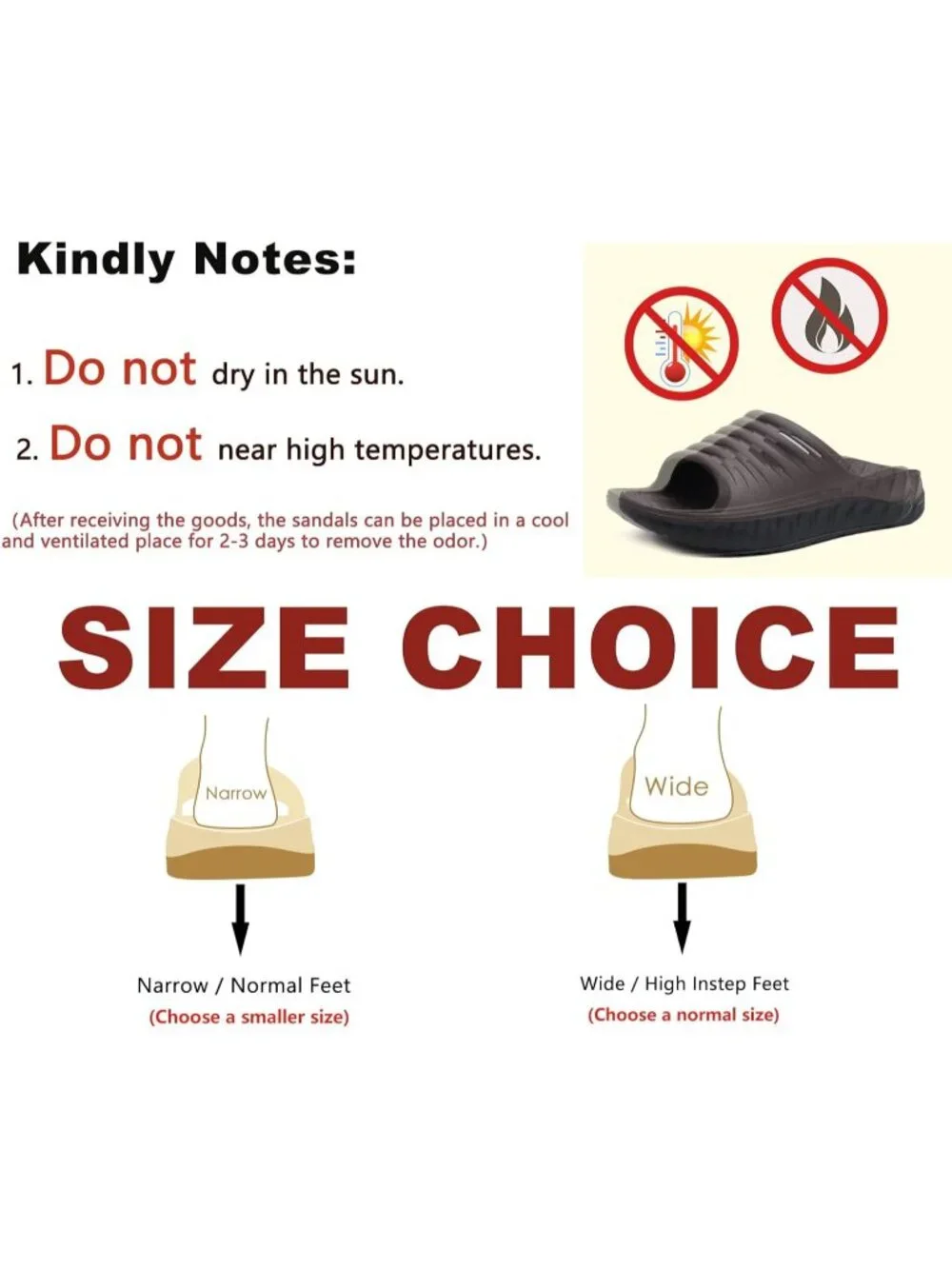 Men's Brown Sandals Orthotic Arch Support Open Toe Sport Slides Thick Cushion